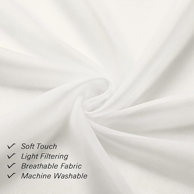 Ivory Sheer Curtains 84 Inches Long 2 Panels, Solid Voile Light Filtering Airy - Image 6