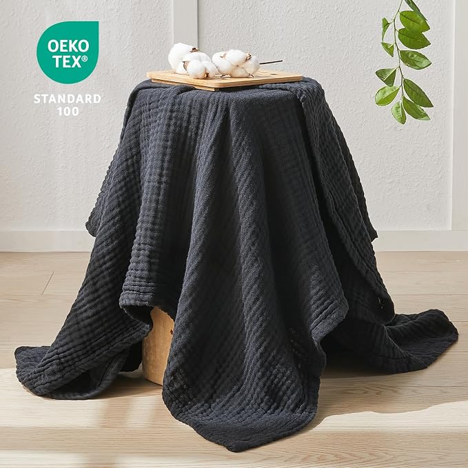 EMME Muslin Blankets for Adults Throw Blanket for Couch Breathable Gauze Soft - Image 4