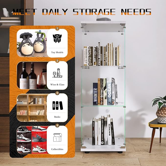 Beauty4U One-Door Glass Display Cabinet, Collection Display, Quick Installation - Image 3