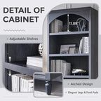 IFGET 76" Tall Arched Bookcase, Farmhouse 5 Tiers Large Arched Bookshelf Cabinet - Image 3