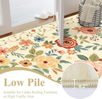 DUKINO 2.6x12 Kitchen Runner Rug, Floral Non Slip Washable Rug Beige Yellow | - Image 7