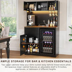 GDLF 72" Tall Bar Cabinet with Fridge Space, Fluted Coffee Liquor Hutch Cabinet - Image 6