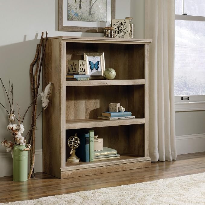 Sauder Miscellaneous Storage 3-Shelf Bookcase/ Book Shelf, Lintel Oak finish - Image 2