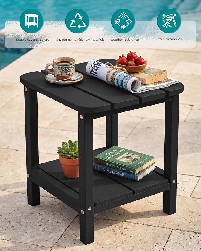 SERWALL Double Adirondack Side Table Rectangular End Table - Image 4