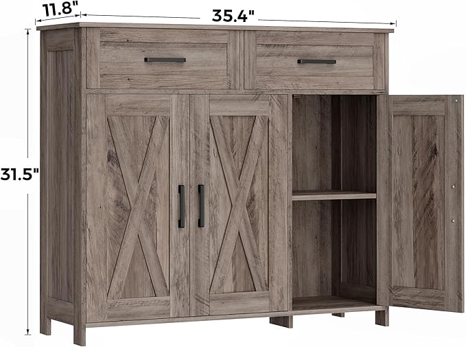Homhedy Sideboard Buffet Cabinet, Coffee Bar Storage Cabinet - Image 2