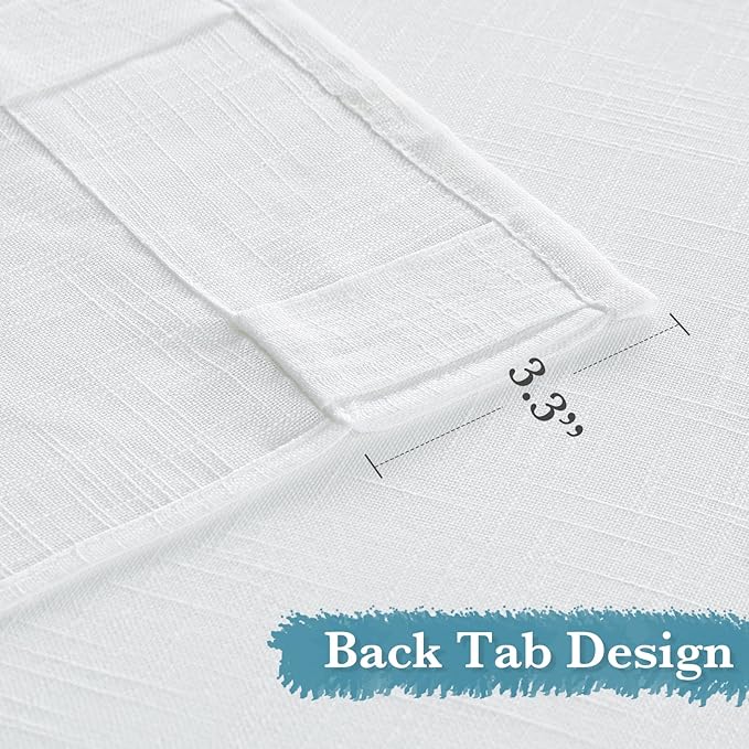 RYB HOME White Sheer Curtains for Living Room Patio Glass Door, W52 x L95 | - Image 3