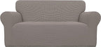 Easy-Going Stretch Oversized Loveseat Couch Covers Washable Taupe | 1-Piece by Easy-Going