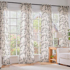 Extra Long Black Vintage Floral Linen Curtains Farmhouse 2 Panels | Elisa Series - Image 6