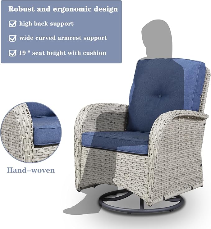 Belord Patio Wicker Chairs Swivel Rocker - Image 5