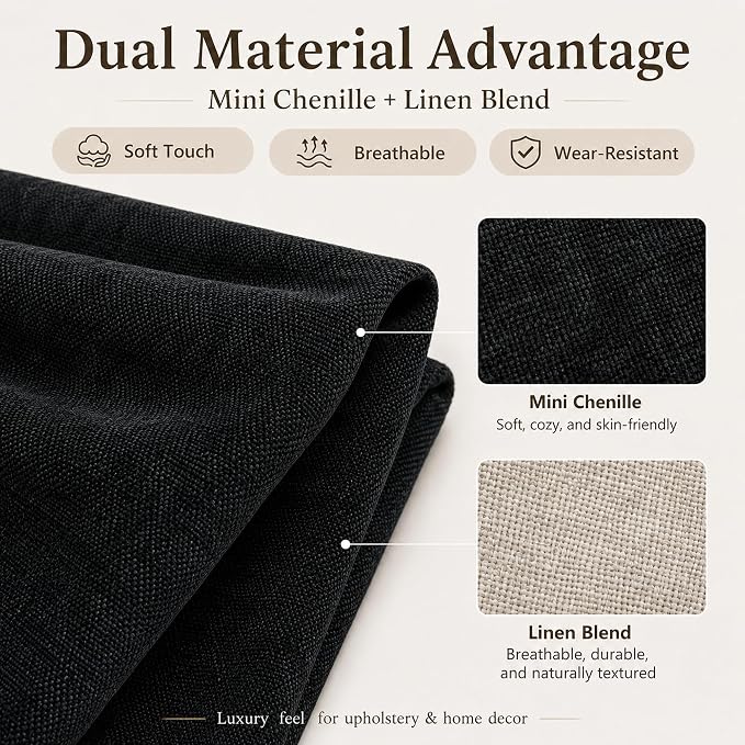 Mini Chenille Linen Blend Upholstery Fabric by the Yard, 57 Inch Wide Soft - Image 2