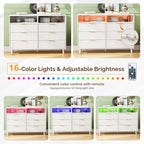VINGLI Fluted White Dresser, Led Dresser 6 Drawer - Image 4