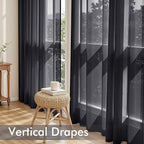 MIULEE Black Sheer Curtains 84 Inches Long 4 Panels 42 x 84 Inches | Light - Image 5