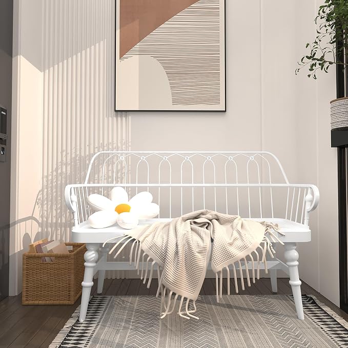 DIBRATY Entryway Bench, Spindle Back Wooden Dinning Bench, Farmhouse Foyer Bench - Image 3