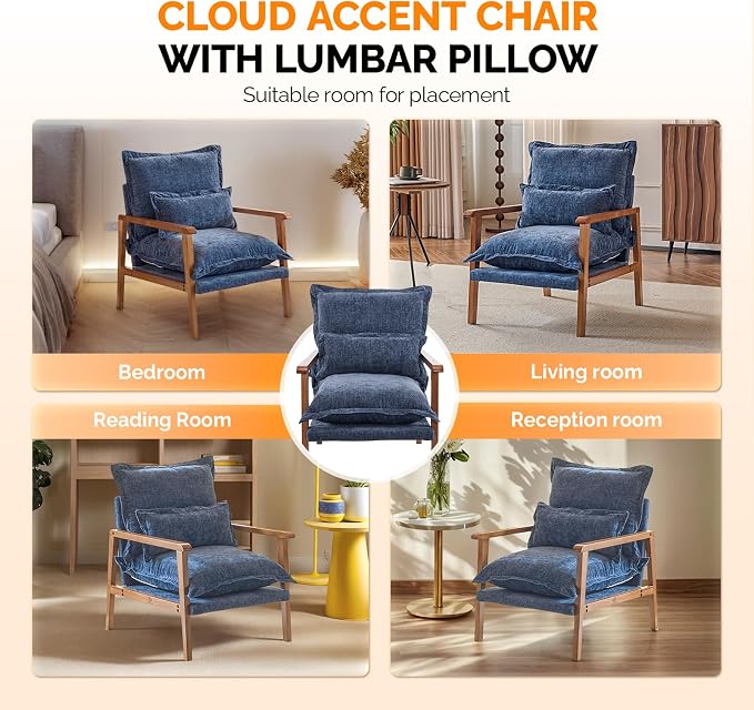 VINGLI Mid-Century Modern Cloud Accent Armchair - Image 11