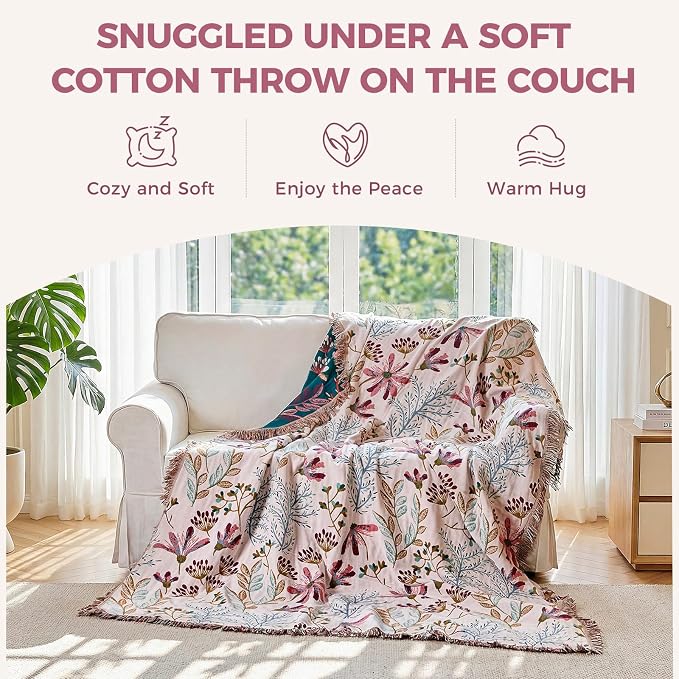 LUTBM Boho Throw Blanket for Couch Sofa Chair Cotton Summer Blankets for - Image 4