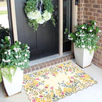 Front Door Mat Outside Entrance 2x3 Beige Colorful Floral Entry Rug | Non-Slip - Image 4
