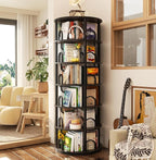 Aheaplus 6 Tier Rotating Bookshelf Tower, Revolving Bookcase, 360° Round by Aheaplus
