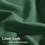 Green Boho Curtains for Bedroom Back Tab Rod Pocket Semi Sheer Linen Curtains - Image 5