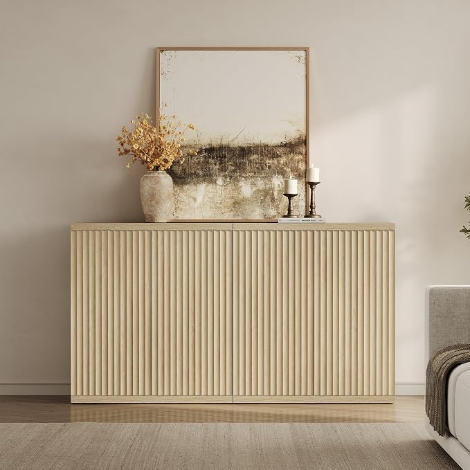 SICOTAS Buffet Cabinet with Storage Accent Sideboard Modern Credenza with Doors - Image 2