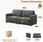 77.4" Chenille Modular Loveseat Oversized Upholstered 2 Seater Sectional Sofa - Image 2