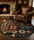 Rustic Round Rug 4ft, Washable Circle Rug by YIHOUSE