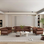 Chesterfield 3 Seater Sofa, Modern Leather Tufted Couch 3 Seater - Image 3