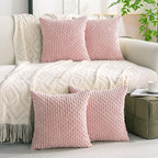 Set of 4 Light Pink Decorative Throw Pillow Covers 26x26 Inch Corduroy Pillow - Image 7