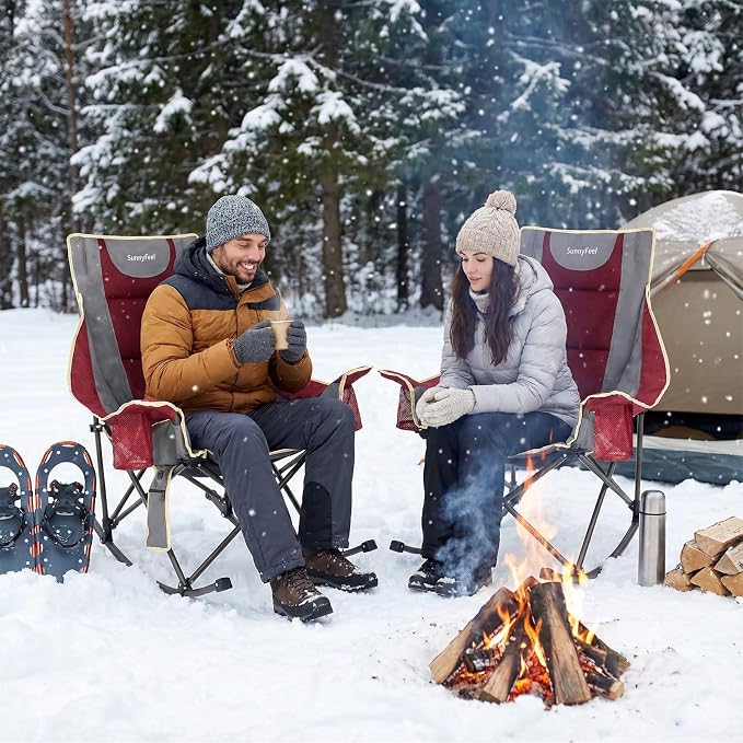 SUNNYFEEL Heated Rocking Camping Chair Fully Padded Patio Folding Chair - Image 2