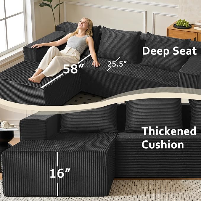 ANONER 103" L Shaped Modular Couch, Modular Sectional Sofa - Image 2