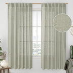 Sage Grey 72 inch Linen Curtains by LAMIT