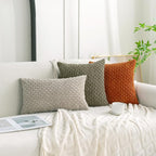 Set of 4 Burnt Orange Decorative Throw Pillow Covers 24x24 Inch Corduroy Pillow - Image 3