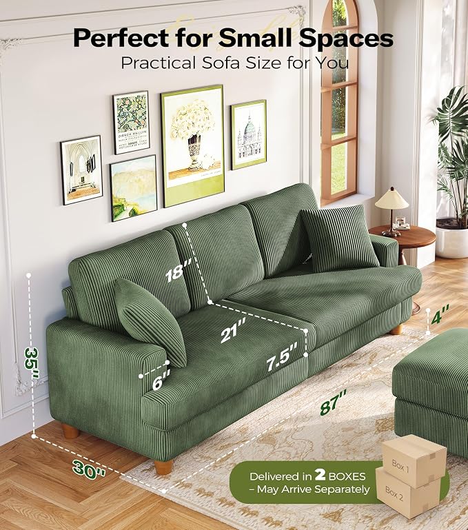 Kidirect 87in U Shaped Couch, Modular Sofa No Tool Assembly, Comfy Sectional - Image 2