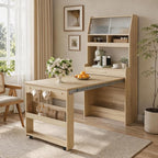 Kitchen Storage Cabinet with Hutch and Extendable Dining Table, 33.5" by Unknown