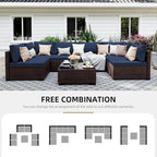 UPHA 7 Pieces Patio Furniture Sets, Wicker Outdoor Sectional Sofa Couch - Image 4
