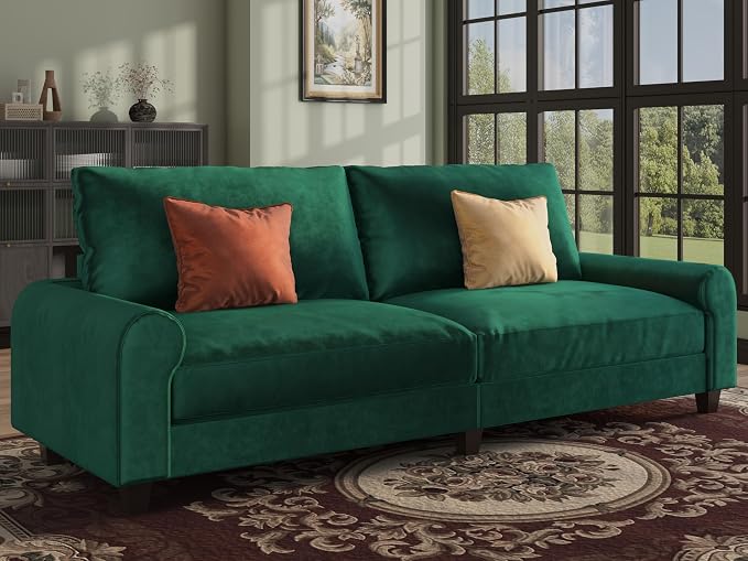 EASE MOOSE 70.6" Velvet Loveseat Sofa, Soft Deep Seat Couches - Image 3