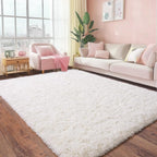 Pionblank Fluffy Area Rug for Bedroom 5x7, Plush Non Slip Rugs, Cream White | - Image 3