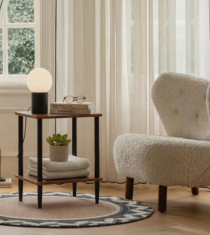 FORAOFUR End Table with Charge Station, Small End Tables Living Room, - Image 2