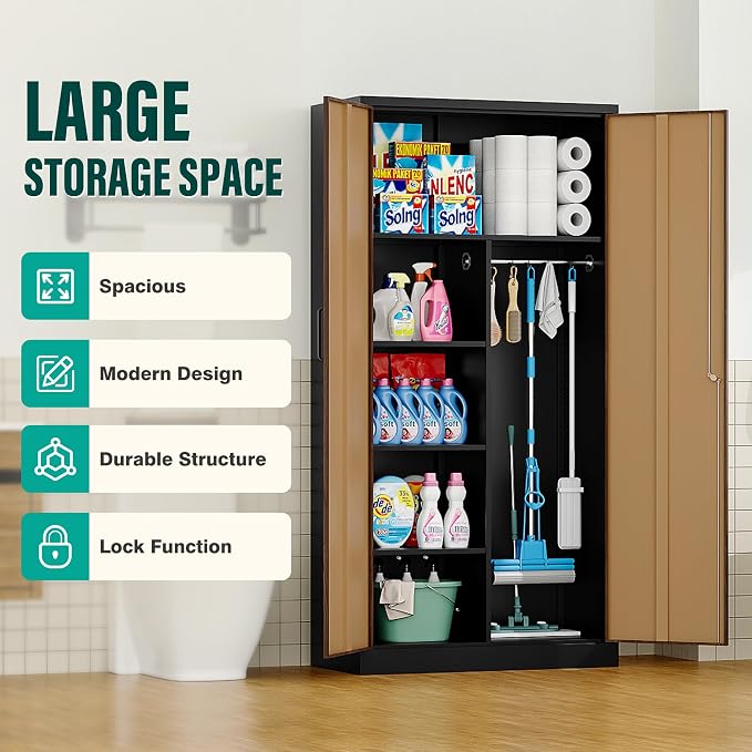 SISESOL Wide & Deep Metal Storage Cabinet - Image 5