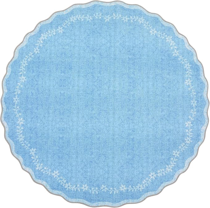GarveeHome Round Rugs 6ft Scalloped Washable Circle Rug - Image 6