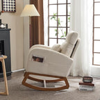 VINGLI Beige Linen Nursery Rocking Chair - Image 7