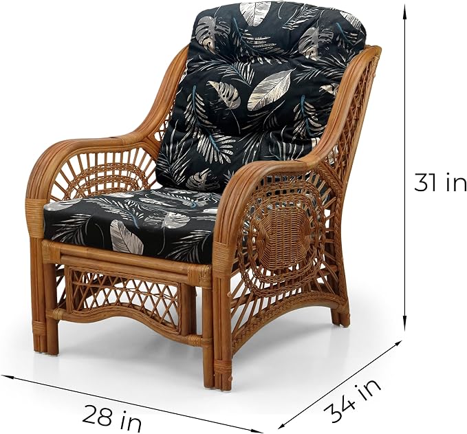 Malibu Lounge Living Accent Armchair Natural Rattan Wicker Handmade Design - Image 2