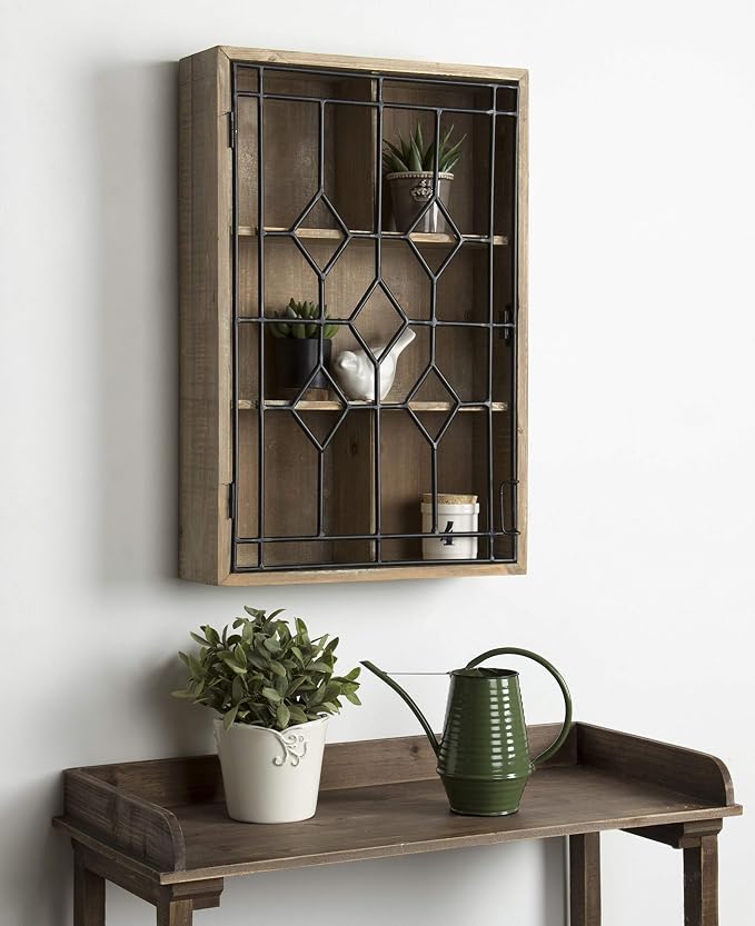 Kate and Laurel Megara Decorative Wooden Wall Hanging Curio Cabinet - Image 2
