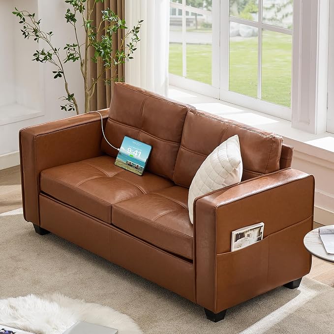 TYBOATLE 65" Faux Leather Love Seat Sofa - Image 8