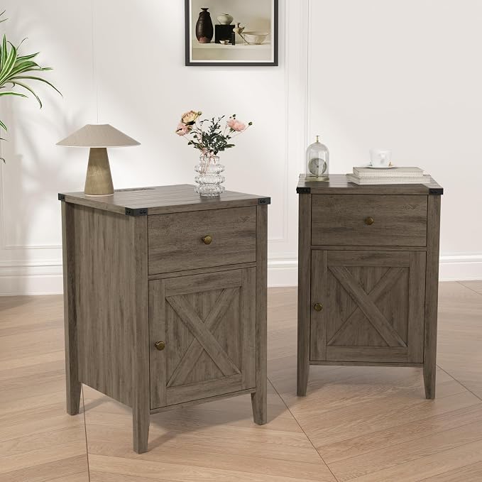 Betterhood Barnwood Rustic Farmhouse Nightstand, Side Table - Image 2