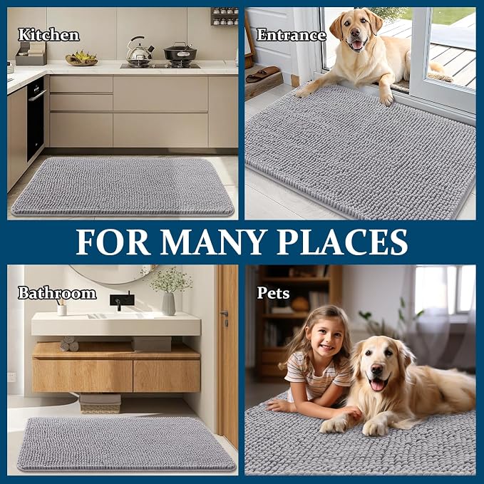 OLANLY Dog Door Mat for Muddy Paws 70x46, Super Absorbent Chenille Mud Mat | - Image 8