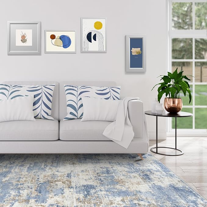 Aelenmu 8x10 Area Rugs for Living Room Bedroom Dining Room Washable Blue | Soft - Image 3