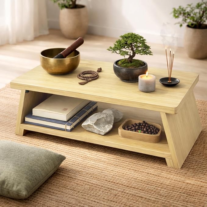 Floor Table, Altar Table Paulownia Folding Design, Low Meditation Table - Image 7