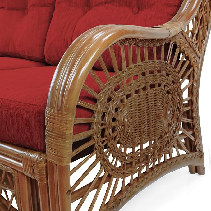 Malibu Lounge Set of 4: 2 Natural Rattan Wicker Chairs, Three-Seater Sofa - Image 8