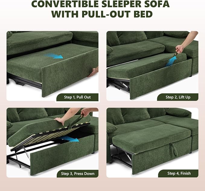VINGLI Convertible Sofa Bed Couches - Image 3