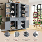 74.8''H High Freestanding Kitchen Pantry, Wooden Kitchen Organizers Cupboard - Image 5